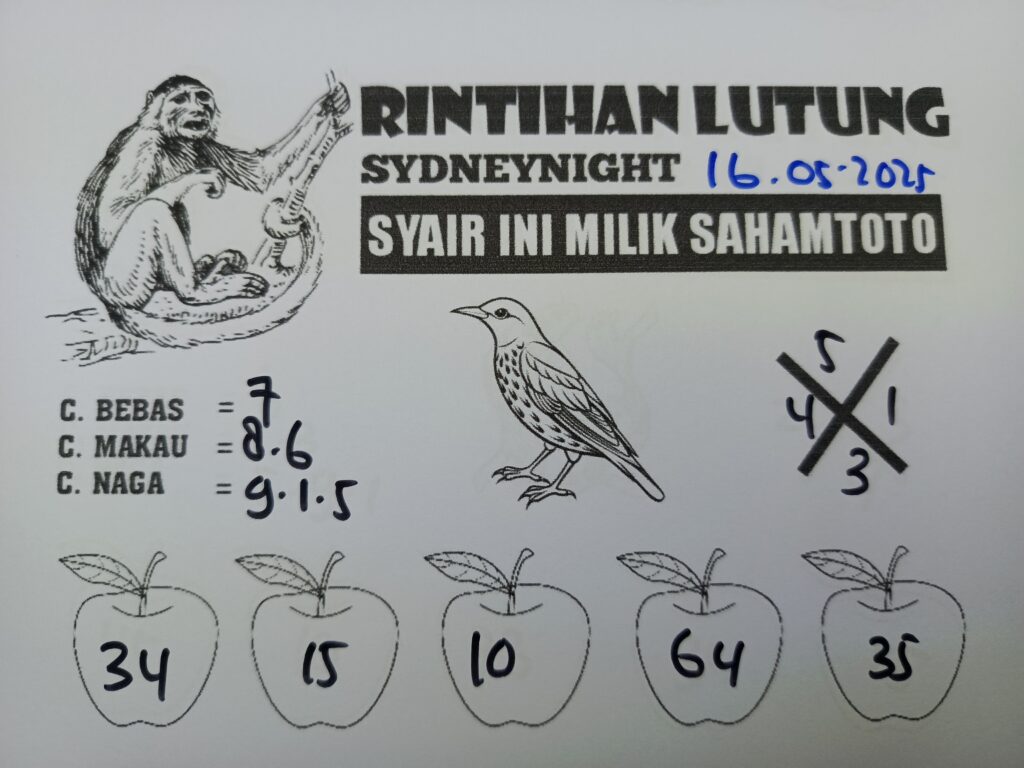 Syair Rintihan Lutung SydneyNight Hari ini Jumat, 16 Mei 2025