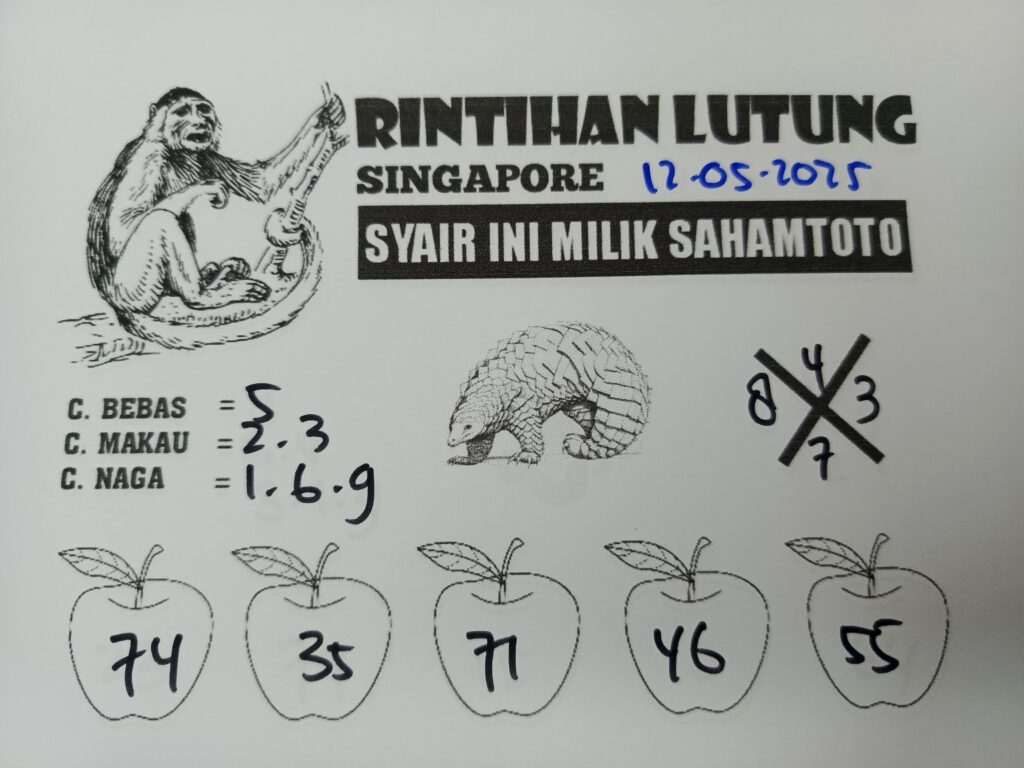 Syair Rintihan Lutung Singapore Pools Hari Ini Senin 12 Mei 2025