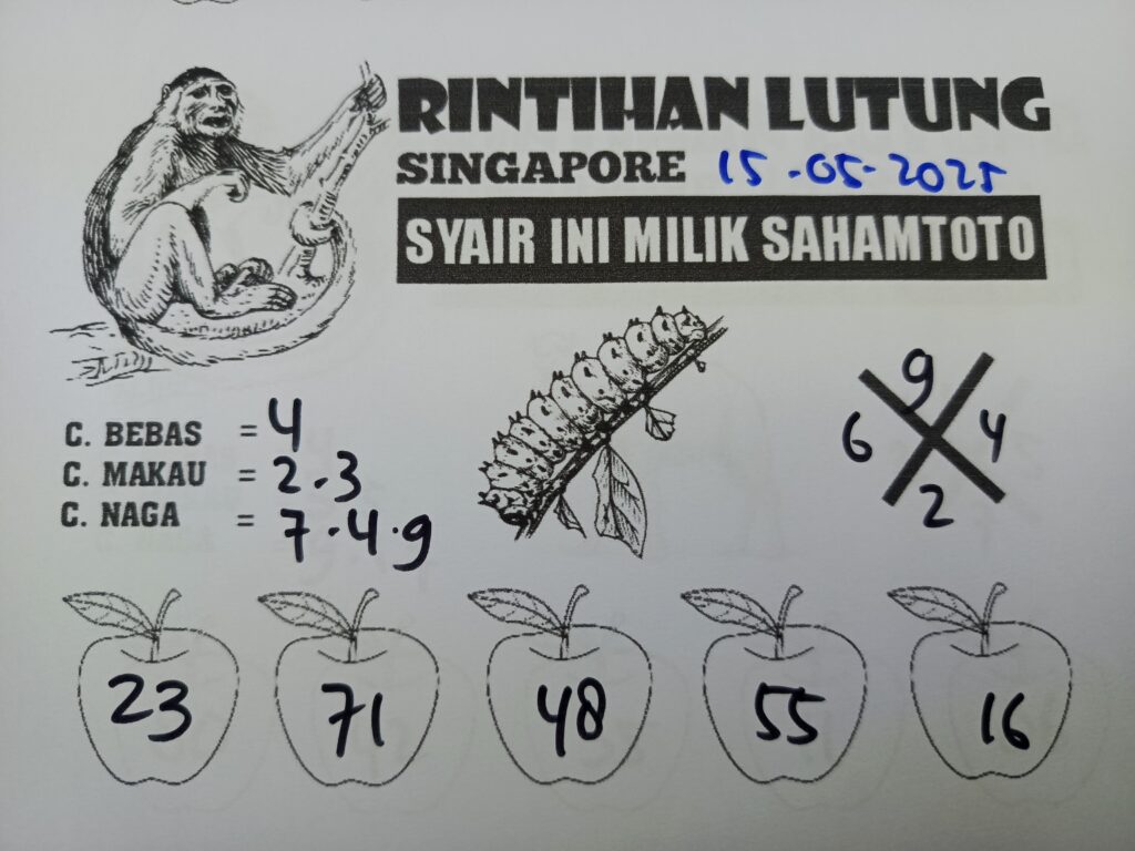 Syair Rintihan Lutung Singapore Pools Hari Ini Kamis 15 Mei 2025