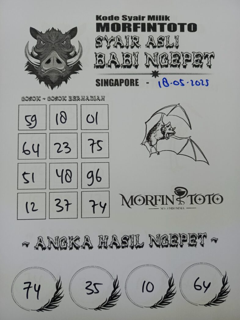 SYAIR TOGEL BABI NGEPET SINGAPORE 18 MEI 2025