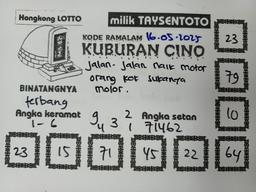 Syair Kuburan Cino HK Hari Jumat, 16 Mei 2025