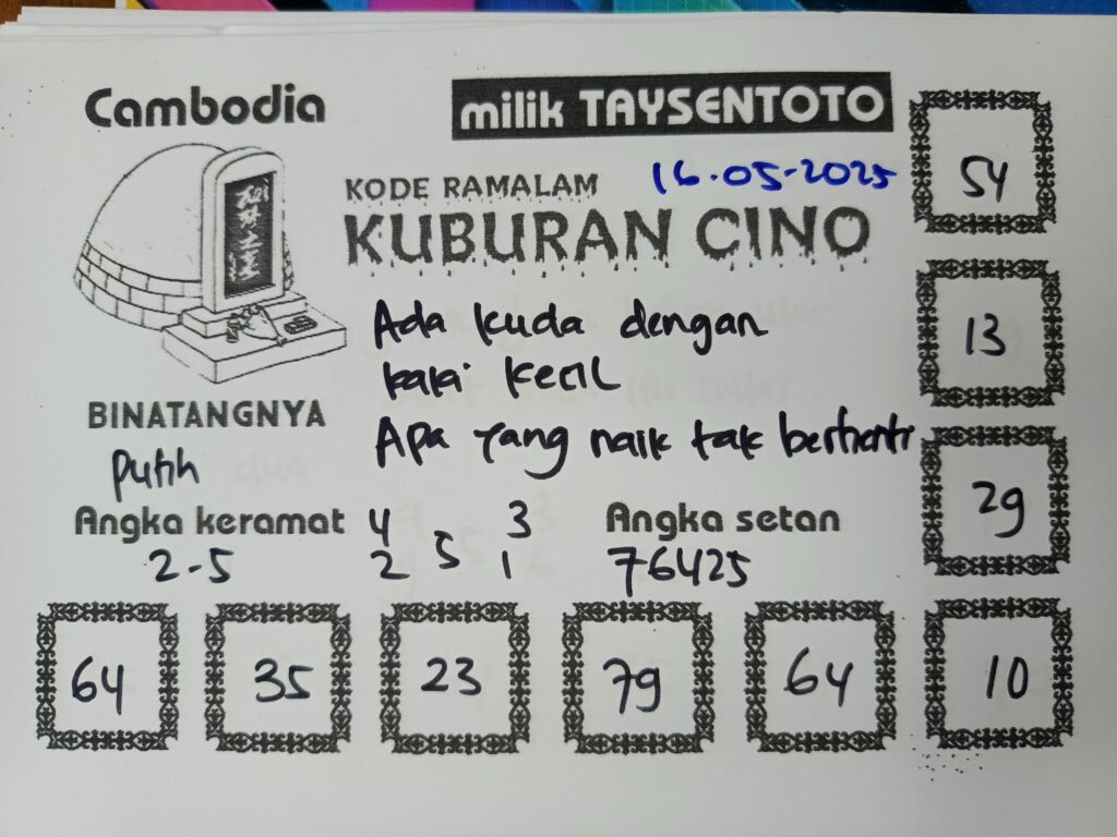 Syair Kuburan Cino  Cambodia Hari Ini Jumat, 16 Mei 2025