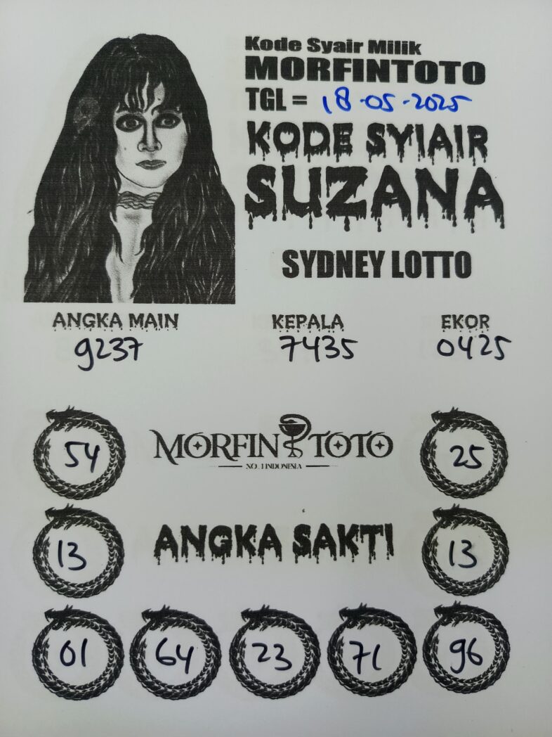 SYAIR TOGEL SUZANA  SYDNEY LOTTO 18 MEI 2025