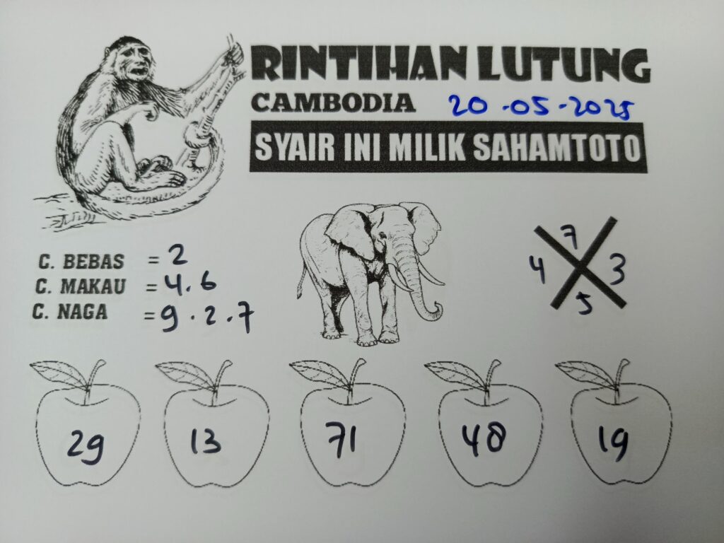 Syair Rintihan Lutung Cambodia pools Hari Ini Selasa, 20 Mei 2025
