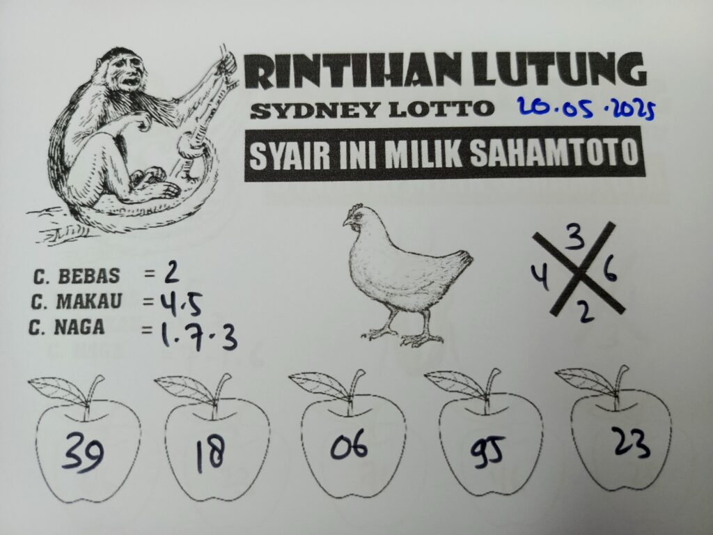 Syair Rintihan Lutung SYDNEY LOTTO Hari Ini Selasa, 20 Mei 2025