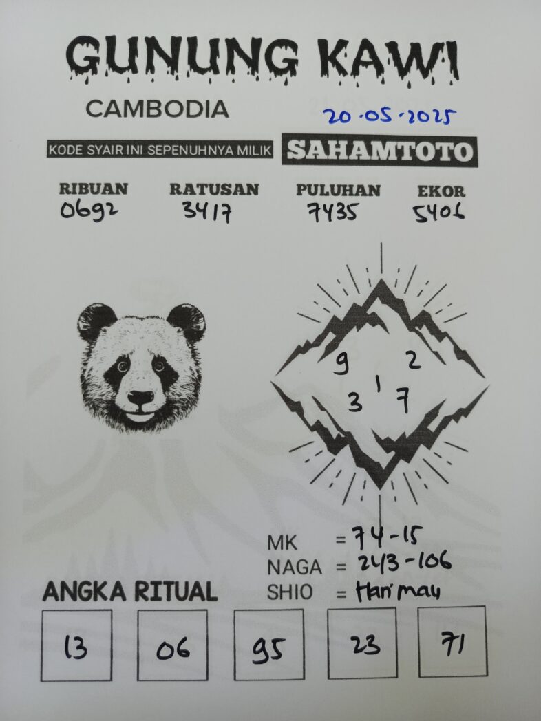 Syair Gunung Kawi Cambodia pools Hari Ini Selasa, 20 Mei 2025