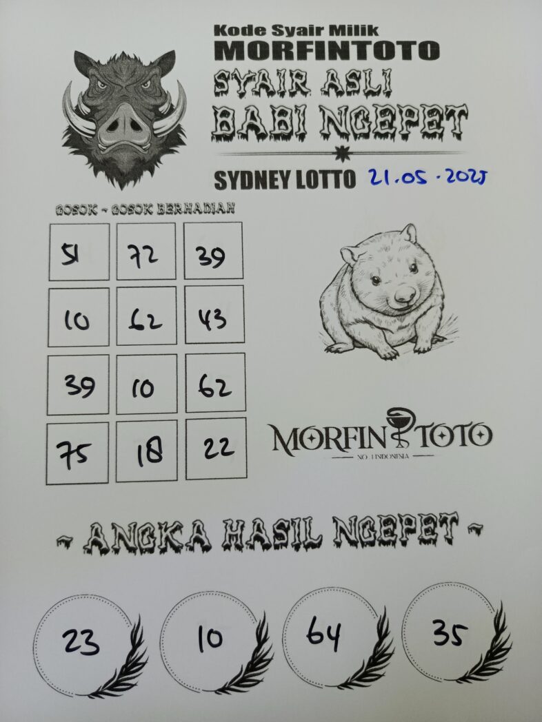 SYAIR TOGEL BABI NGEPET SYDNEY LOTTO 21 MEI 2025