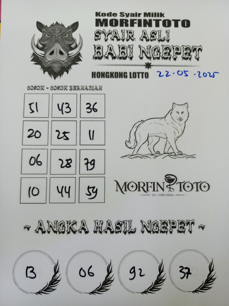 SYAIR TOGEL BABI NGEPET HONGKONG LOTTO 22 MEI 2025