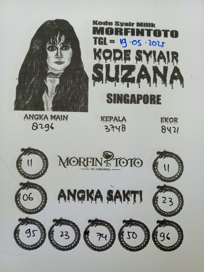 SYAIR TOGEL SUZANA  SINGAPORE 19 MEI 2025
