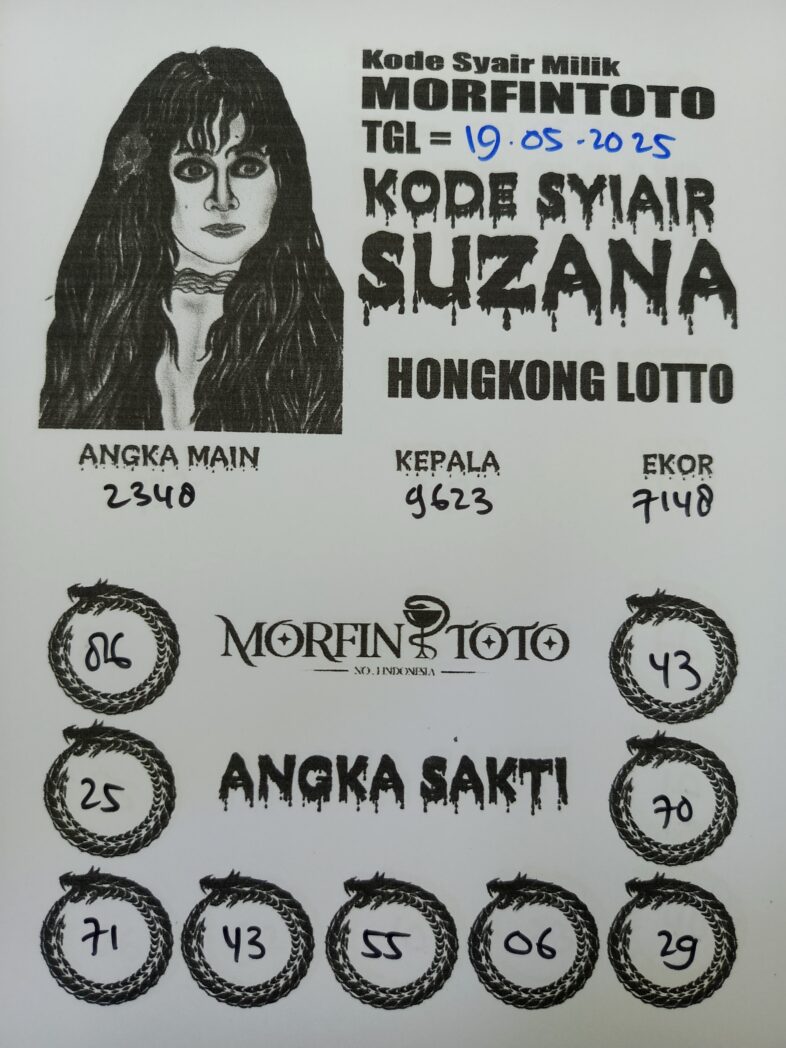 SYAIR TOGEL SUZANA  HONGKONG LOTTO 19 MEI 2025