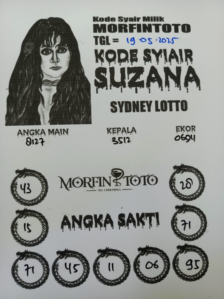 SYAIR TOGEL SUZANA  SYDNEY LOTTO 19 MEI 2025