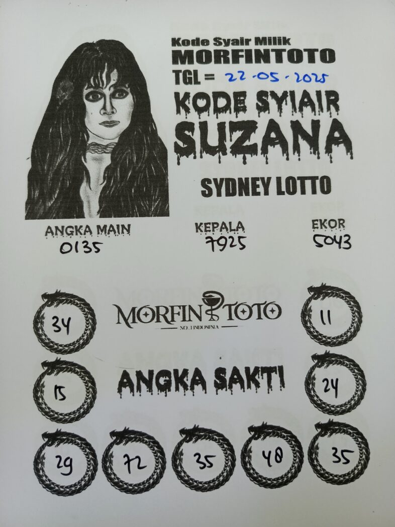 SYAIR TOGEL SUZANA  SYDNEY LOTTO 22 MEI 2025