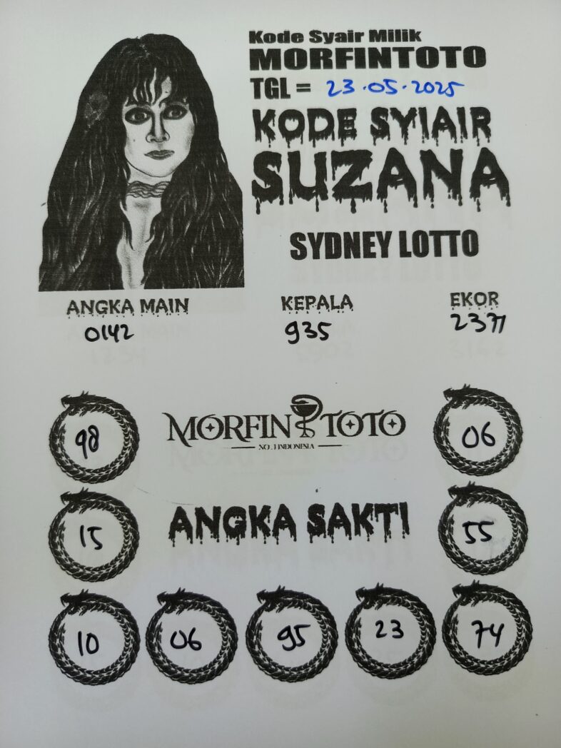 SYAIR TOGEL SUZANA  SYDNEY LOTTO 23 MEI 2025