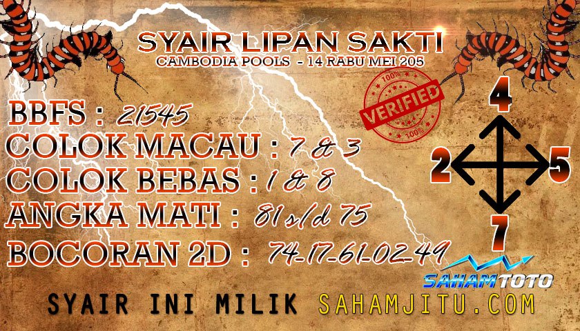 Syair Lipan Sakti Cambodia pools Hari Ini Rabu 14 MEI 2025