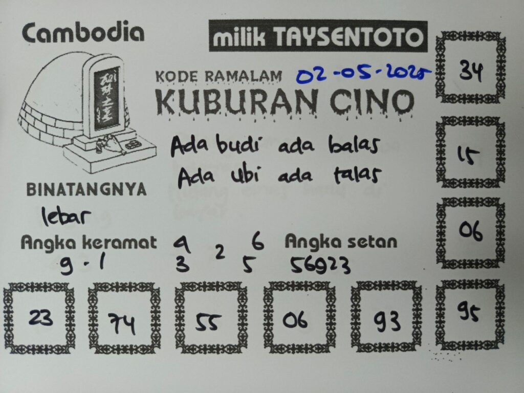 Syair Kuburan Cino Cambodia Hari Ini 02 Mei 2025