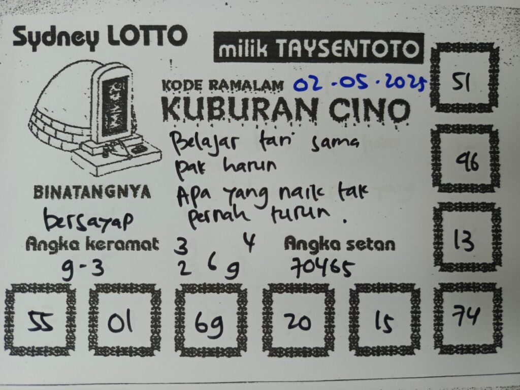 Syair Kuburan Cino Sydney Hari ini Jumat, 02 Mei 2025