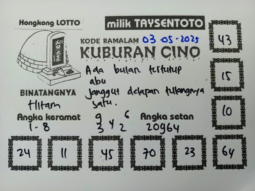 Syair Kuburan Cino HK Hari Sabtu, 03 Mei 2025