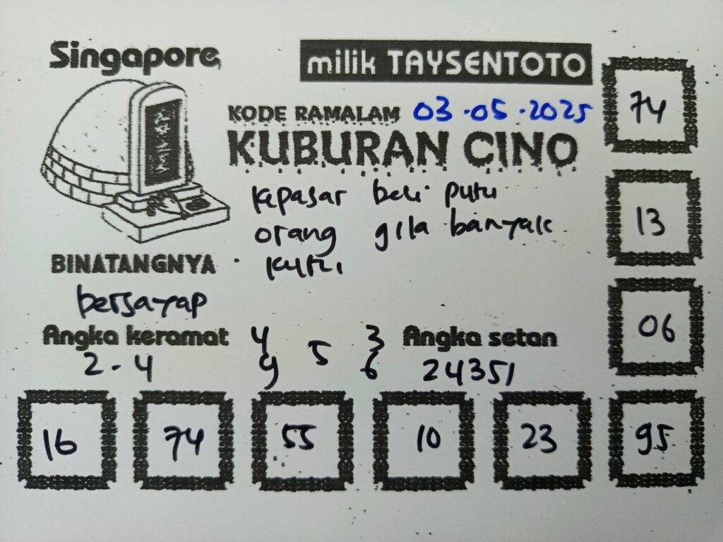 Syair Kuburan Cino SGP Hari ini sabtu, 03 Mei 2025