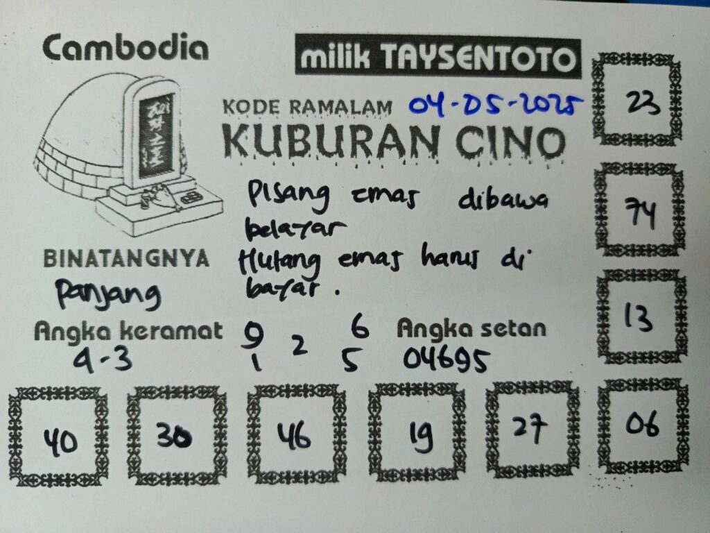 Syair Kuburan Cino Cambodia Hari Ini Minggu, 04 Mei 2025