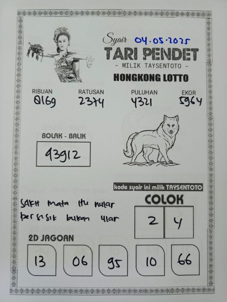 Syair Tari Pendet HK Hari Minggu, 04 Mei 2025