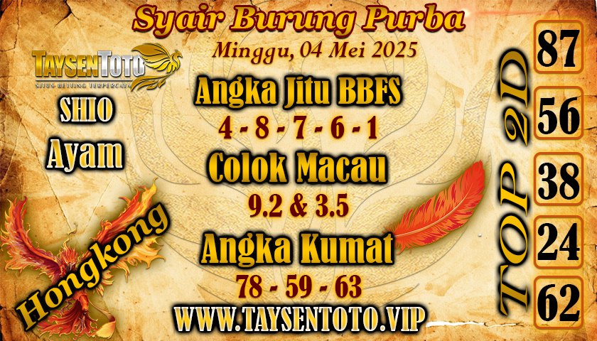 Syair Burung Purba HK Hari Minggu, 04 Mei 2025
