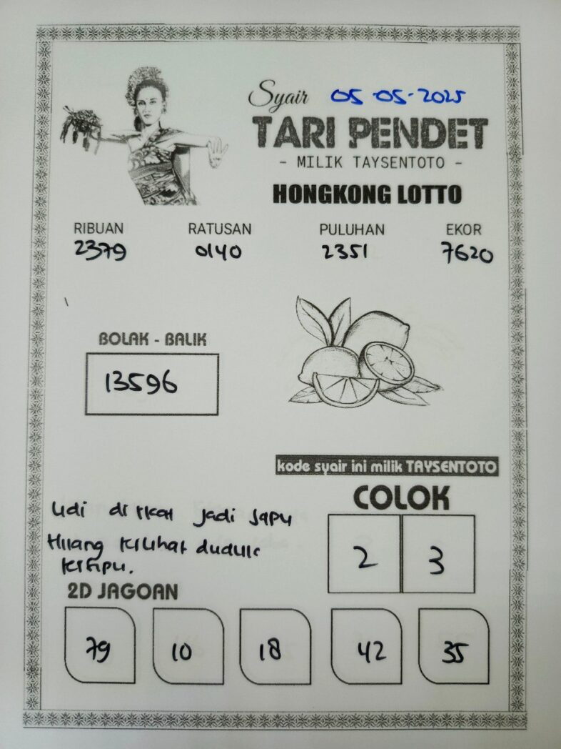 Syair Tari Pendet HK Hari Senin, 05 Mei 2025