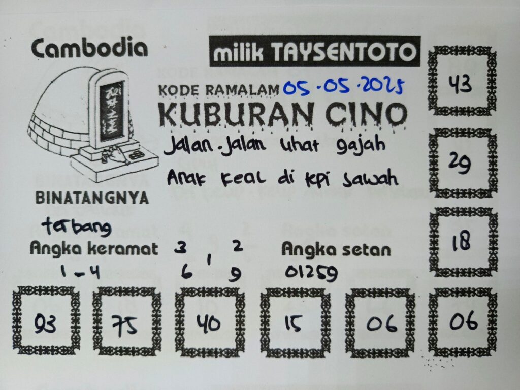 Syair Kuburan Cino Cambodia Hari Ini Rabu, 07 Mei 2025