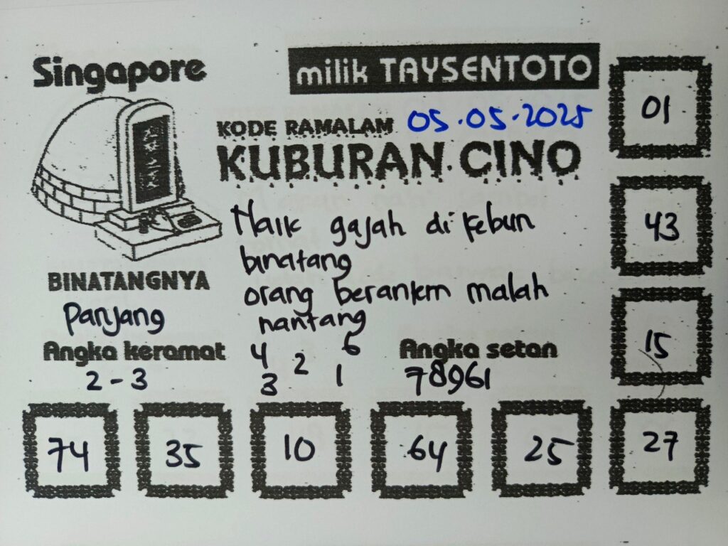 Syair Kuburan Cino SGP Hari ini Senin, 05 Mei 2025