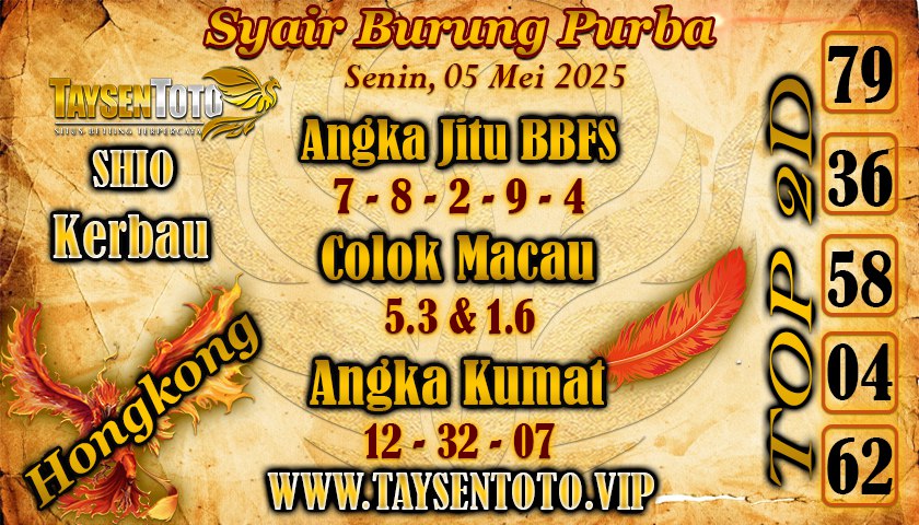 Syair Burung Purba HK Hari Senin, 05 Mei 2025