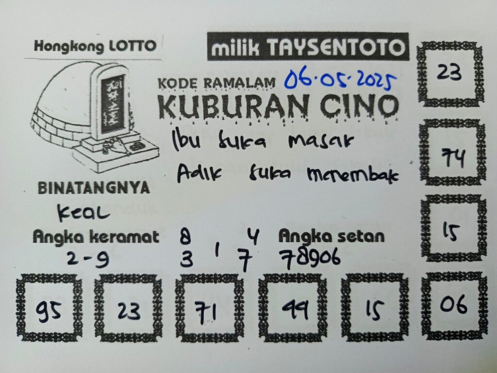 Syair Kuburan Cino HK Hari Selasa, 06 Mei 2025