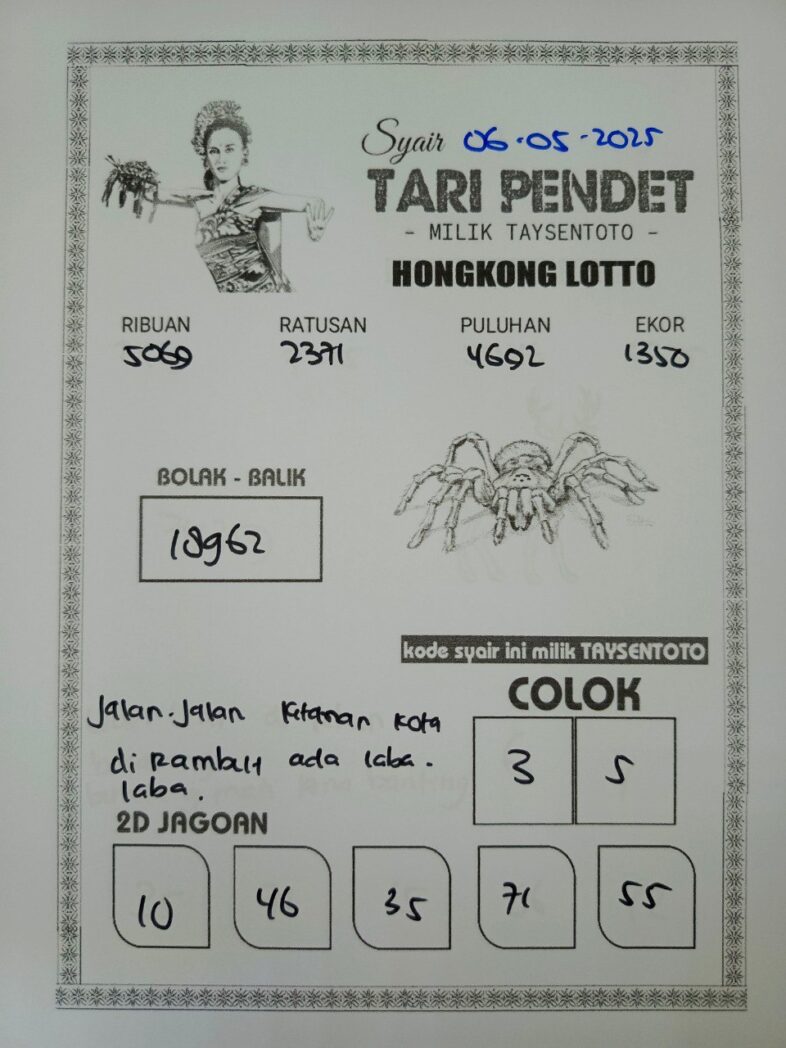 Syair Tari Pendet HK Hari Selasa, 06 Mei 2025