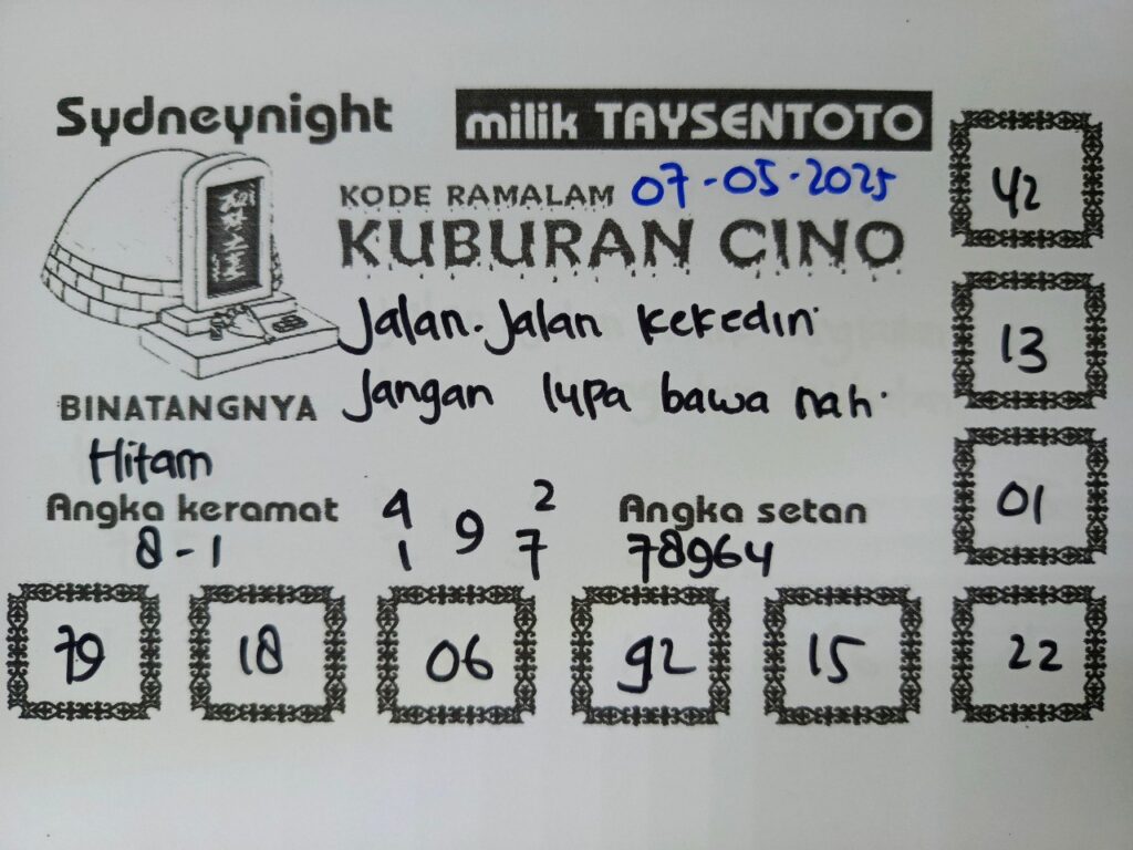 Syair Kuburan Cino SydneyNight Hari ini Rabu, 07 Mei 2025