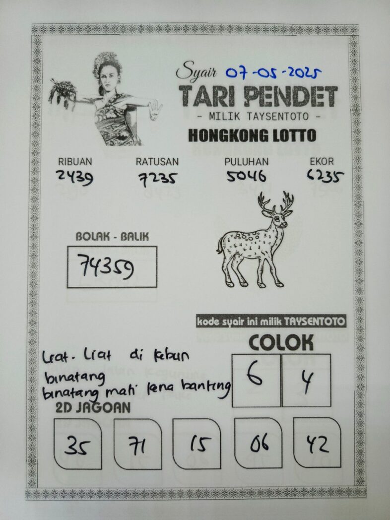 Syair Tari Pendet HK Hari Rabu, 07 Mei 2025