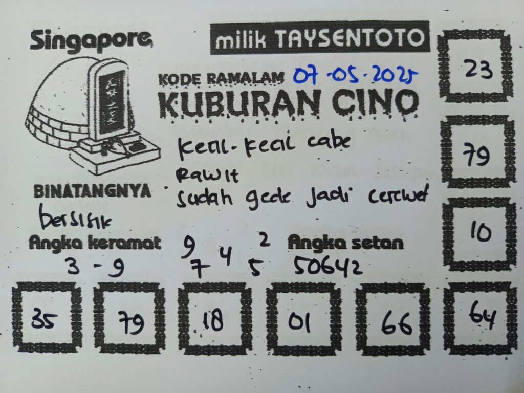 Syair Kuburan Cino SGP Hari ini Rabu, 07 Mei 2025