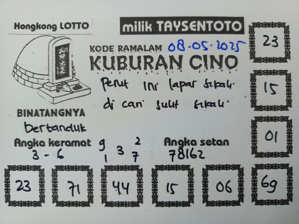 Syair Kuburan Cino HK Hari Kamis, 08 Mei 2025