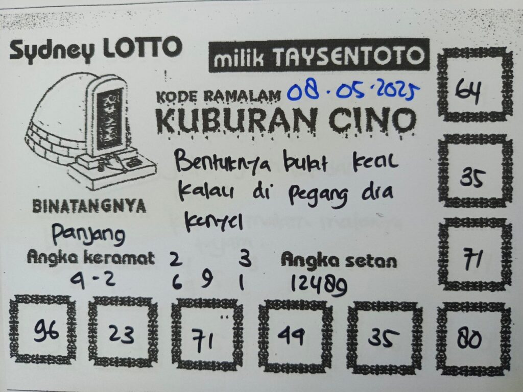 Syair Kuburan Cino Sydney Hari ini Kamis, 08 Mei 2025