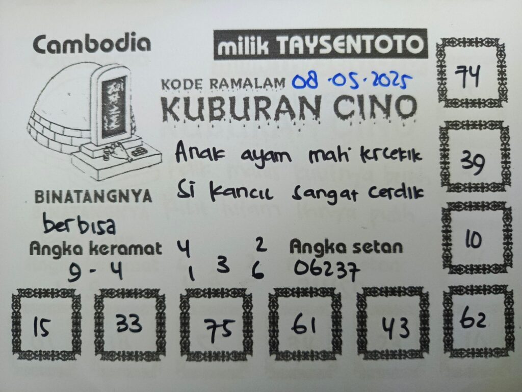 Syair Kuburan Cino Cambodia Hari Ini Kamis, 08 Mei 2025