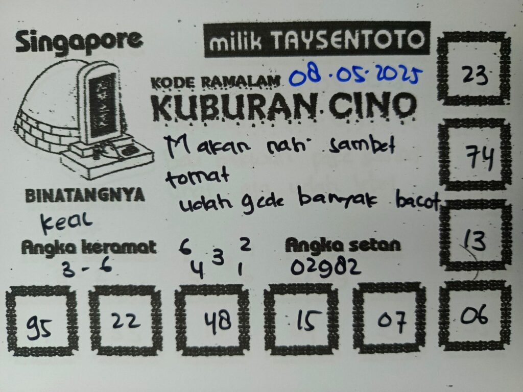 Syair Kuburan Cino SGP Hari ini Kamis, 08 Mei 2025