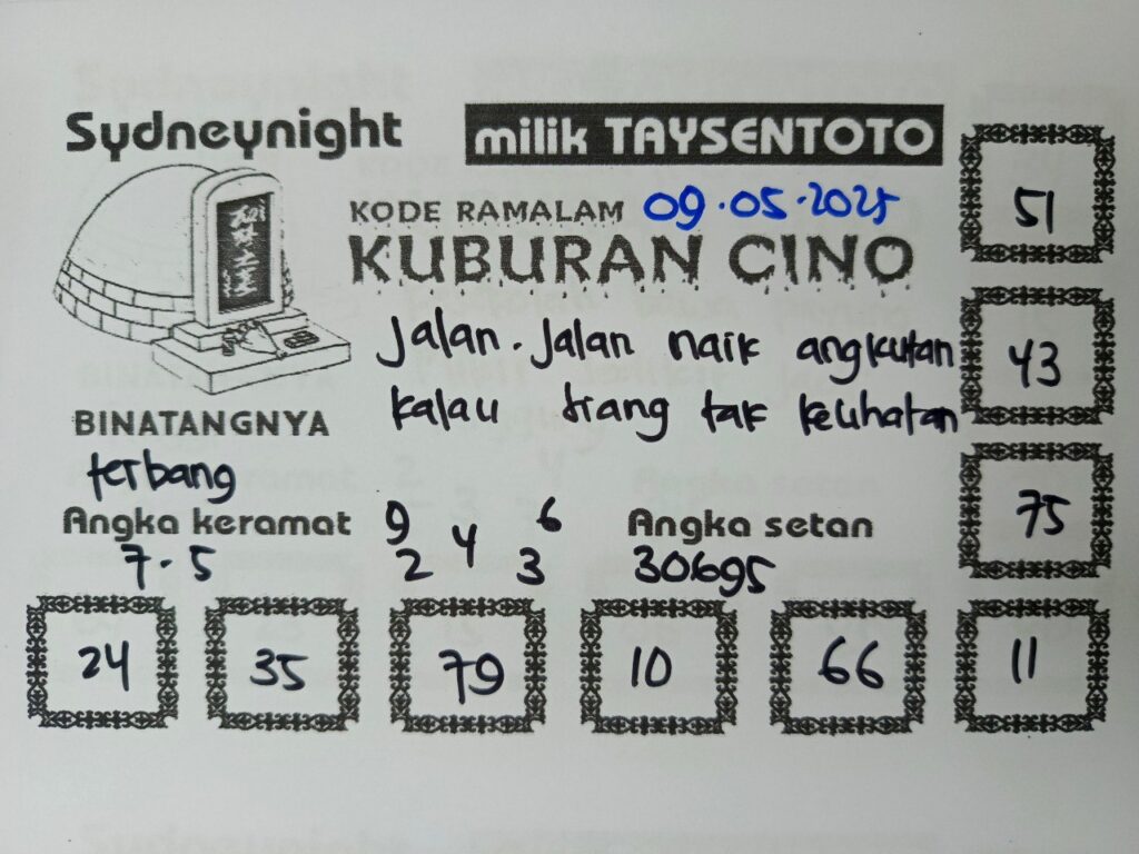 Syair Kuburan Cino SydneyNight Hari ini Jumat, 09 Mei 2025