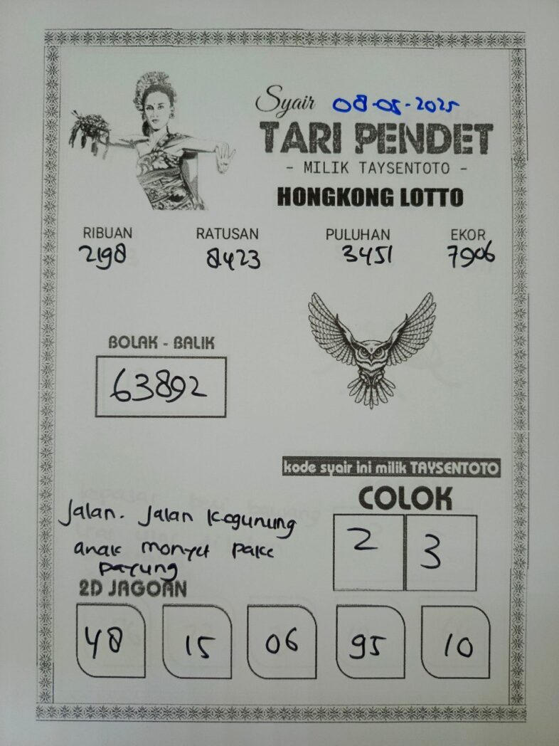 Syair Tari Pendet HK Hari Kamis, 08 Mei 2025