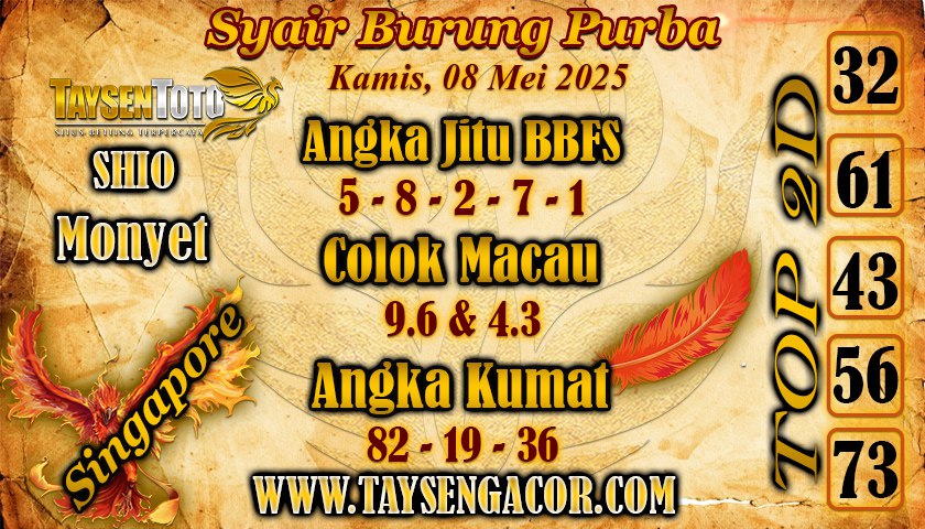 Syair Burung Purba SGP Hari Kamis, 08 Mei 2025