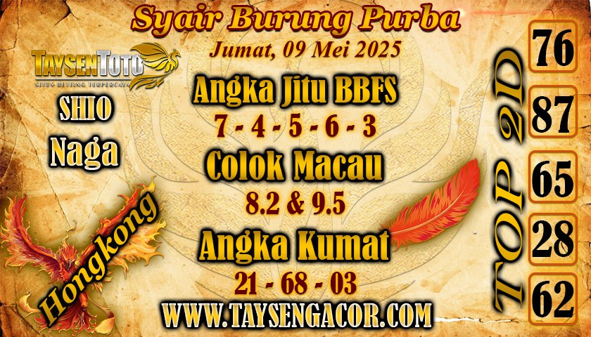 Syair Burung Purba HK Hari Jumat, 09 Mei 2025