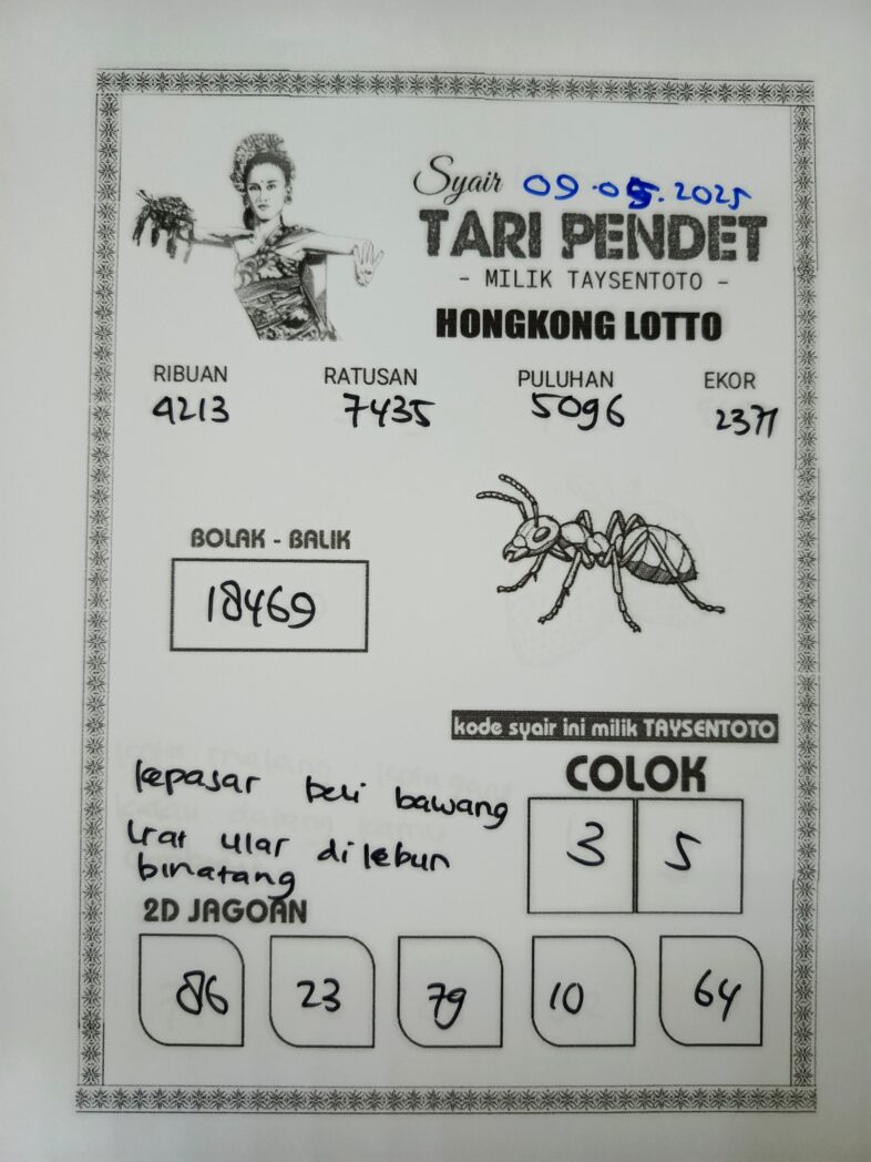 Syair Tari Pendet HK Hari Jumat, 09 Mei 2025