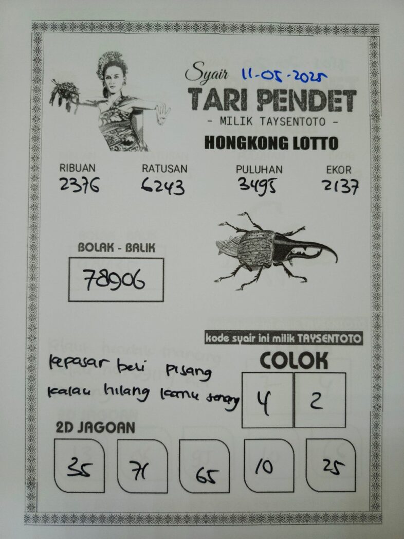 Syair Tari Pendet HK Hari Minggu, 11 Mei 2025