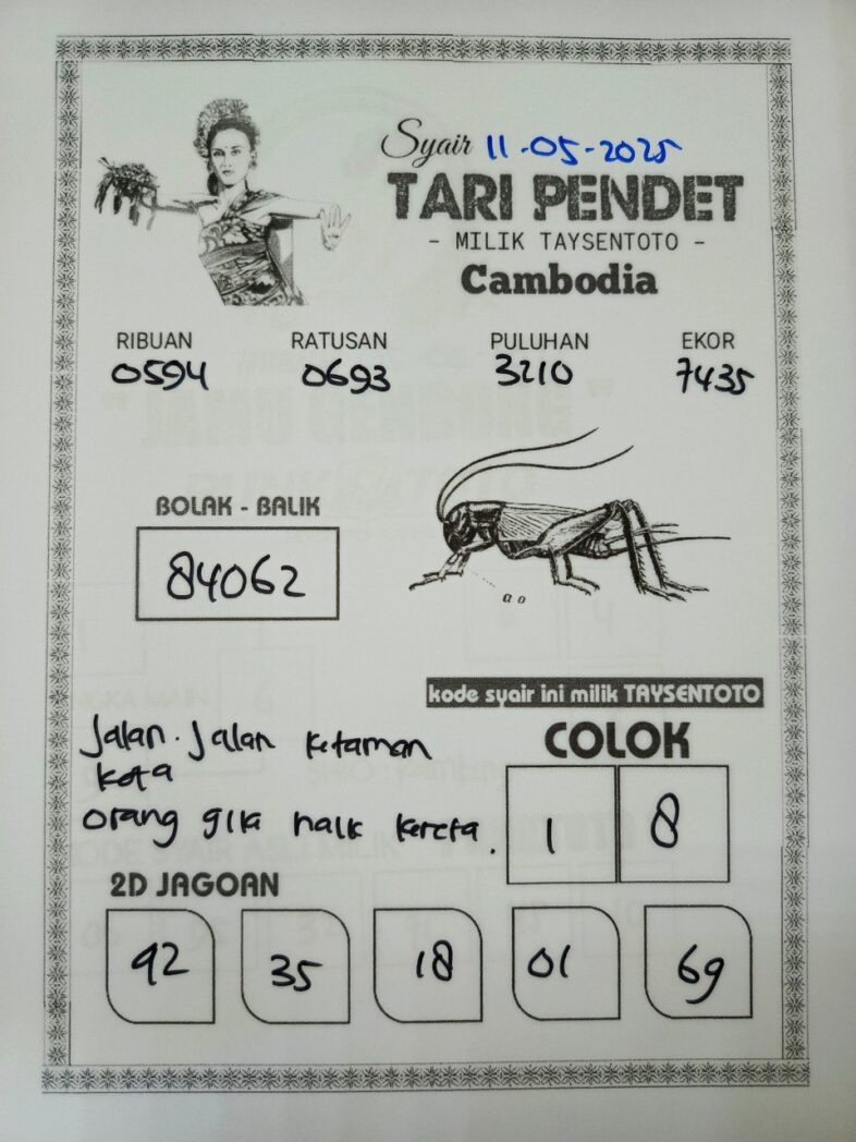 Syair Tari Pendet Cambodia Hari Ini Minggu, 11 Mei 2025