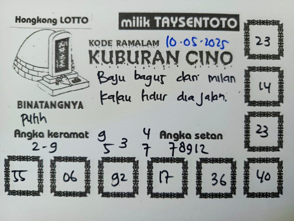 Syair Kuburan Cino HK Hari Sabtu, 10 Mei 2025