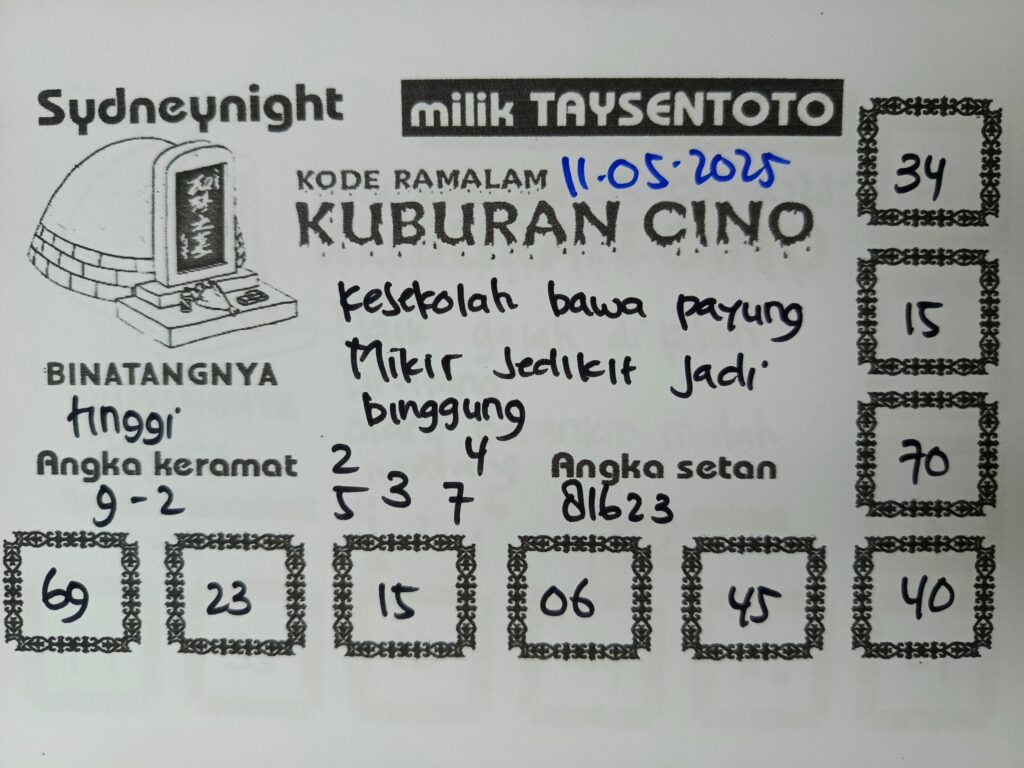 Syair Kuburan Cino SydneyNight Hari ini Minggu, 11 Mei 2025