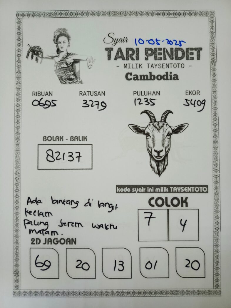 Syair Tari Pendet Cambodia Hari Ini Sabtu, 10 Mei 2025