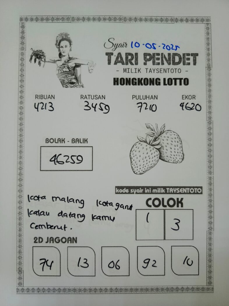 Syair Tari Pendet HK Hari Sabtu, 10 Mei 2025