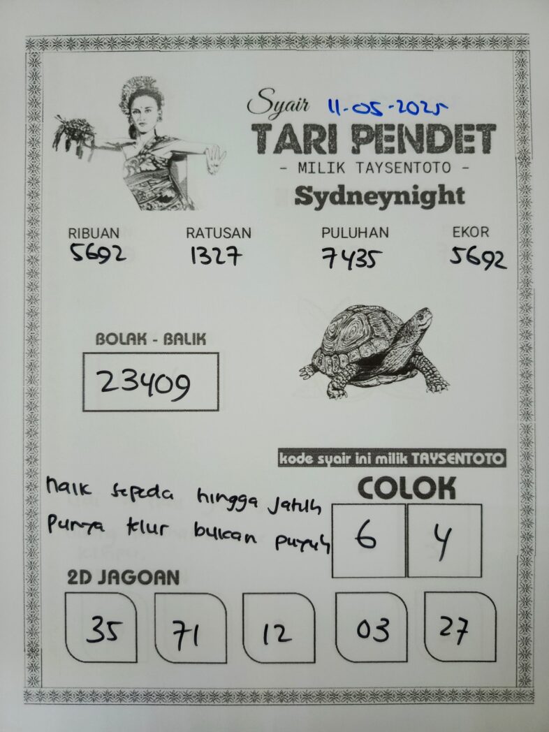 Syair Tari Pendet SydneyNight Hari ini Minggu, 11 Mei 2025